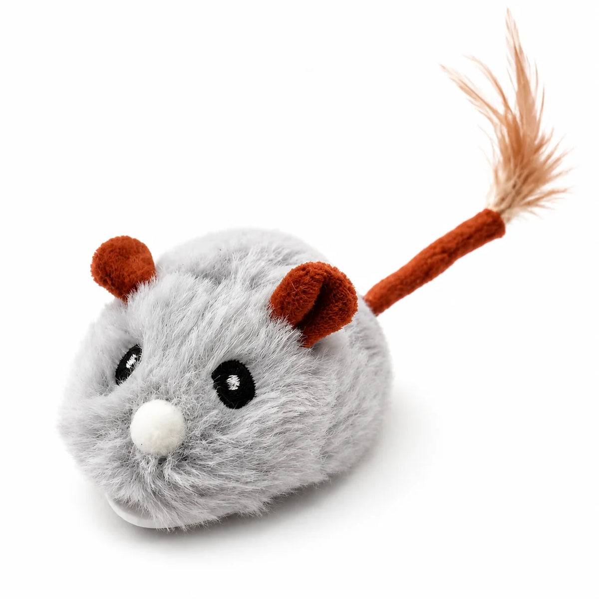 Automatic Moving Mouse Cat Toy Plush Self-Propelled Real Feather USB Charging Interactive Pet Toy