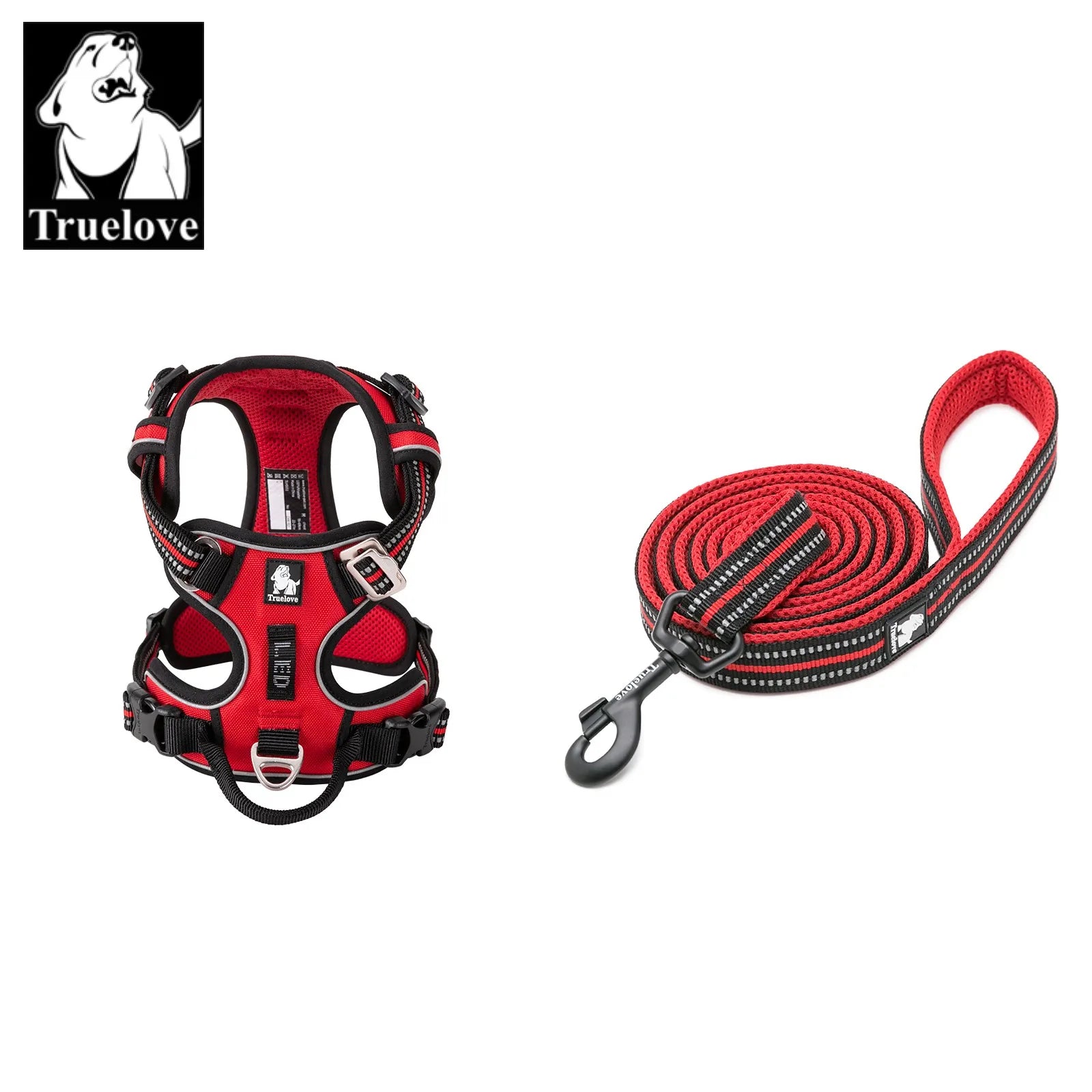 Truelove Luxury Adjustable Best Pet Harness Leash Collar Set Reflective Anti Pull Premium Dog Training Vest for Small Large Cats