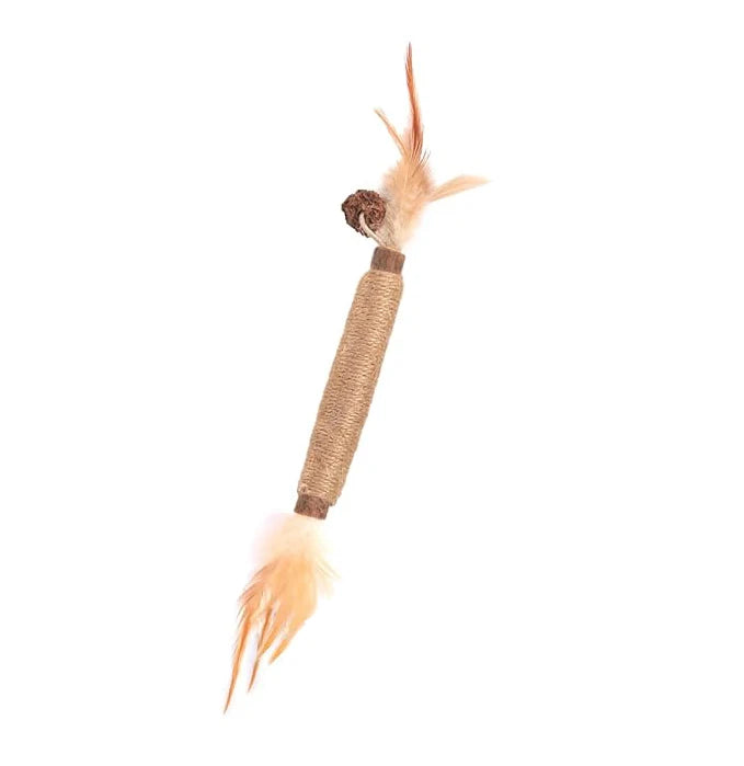 Natural Silver Vine Cat Chewing Stick with Feather Hemp Rope Interactive Toy, Including Lafite Grass Fruit
