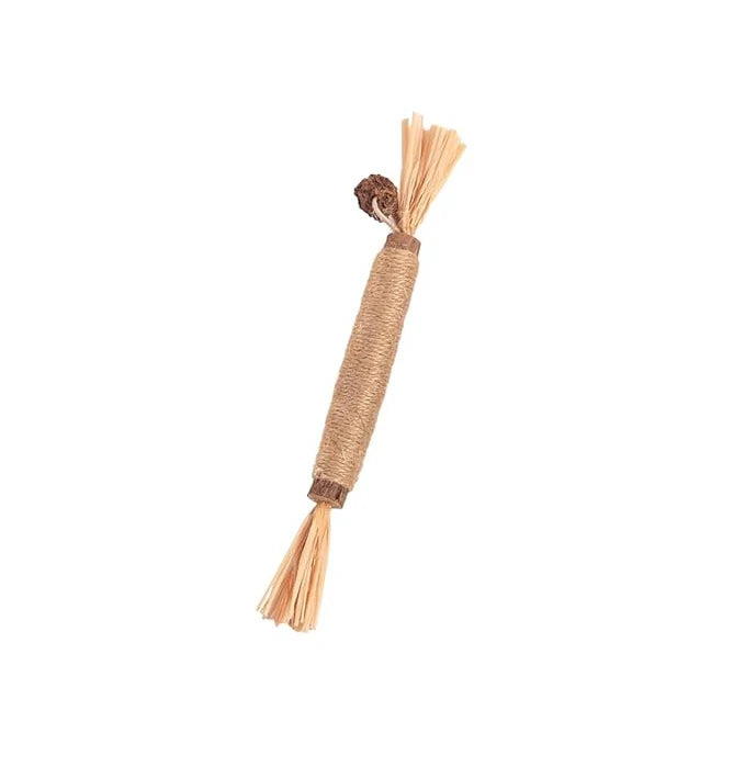 Natural Silver Vine Cat Chewing Stick with Feather Hemp Rope Interactive Toy, Including Lafite Grass Fruit