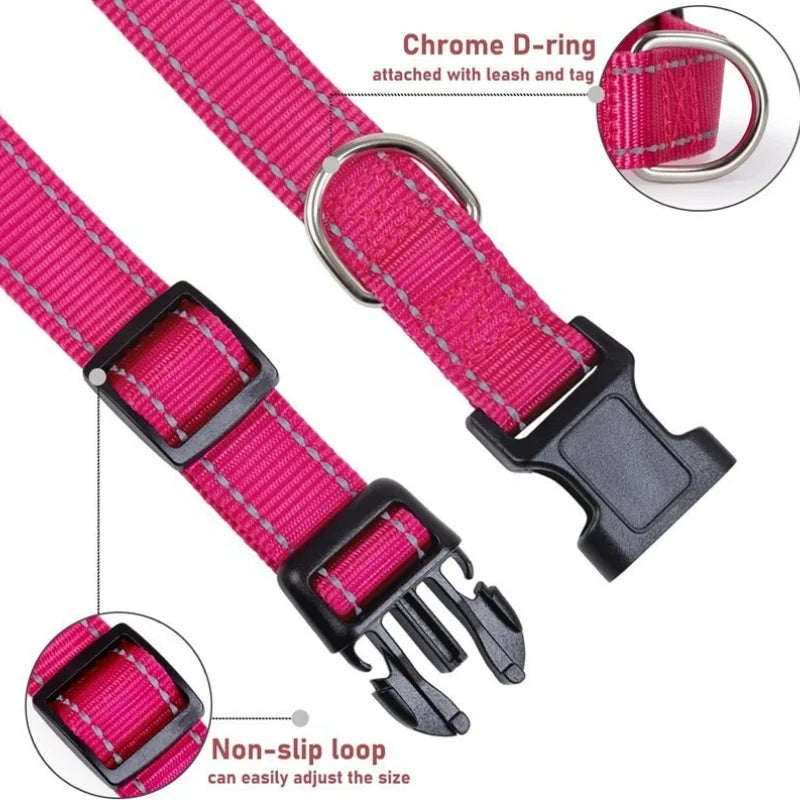 Reflective solid color dog collar