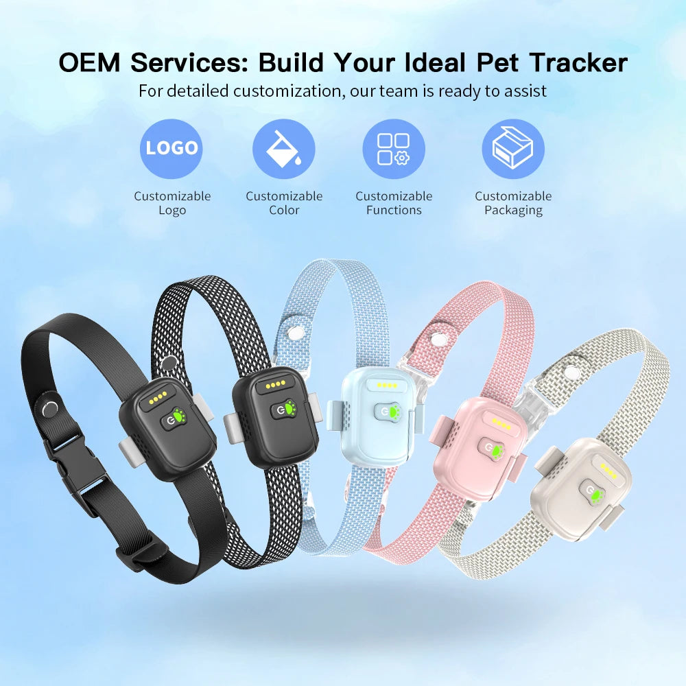 Detachable Pet 4G GPS Smart Tracker Real Time Tracking Activity Monitoring IPX7 Waterproof Collar for Dog Cat Collar Harness