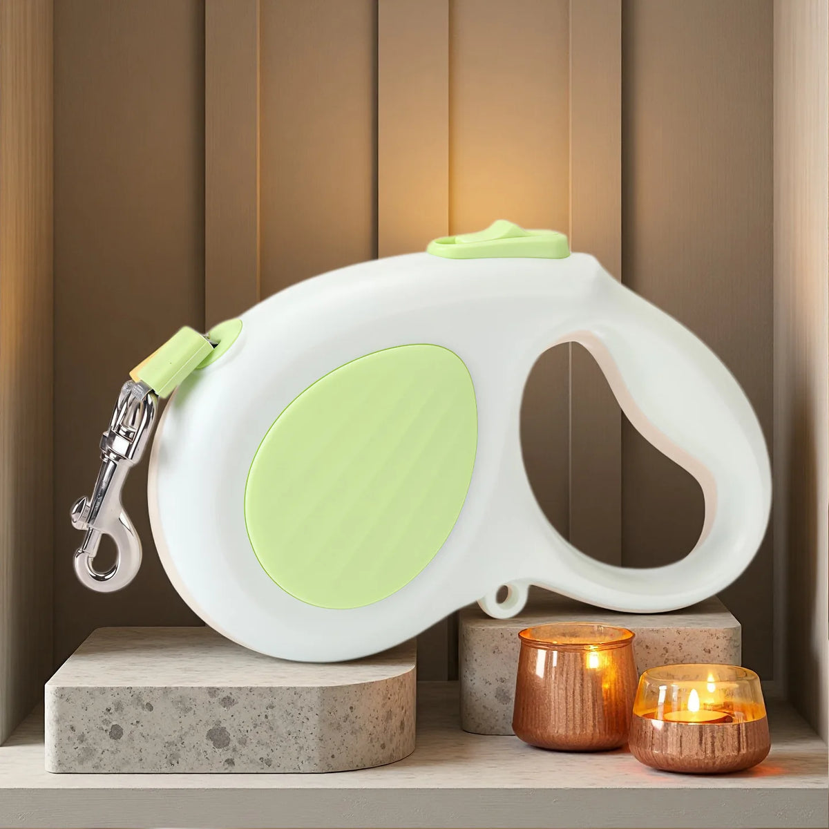 Durable ABS retractable dog leash, one click locking design, retractable traction rope