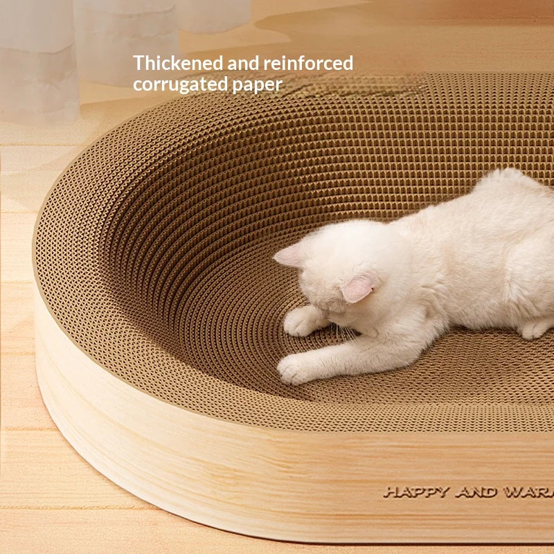 Oval classic integrated cat scratch board nest, durable and wear-resistant, oversized for indoor use
