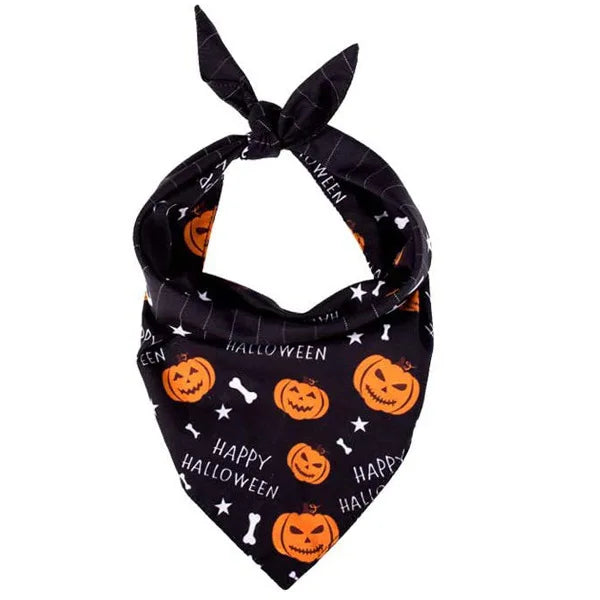 Pet dog scarf, Halloween pumpkin pattern, luxurious double-sided pet cat and dog scarf
