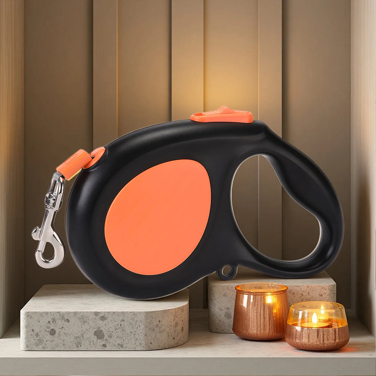 Durable ABS retractable dog leash, one click locking design, retractable traction rope