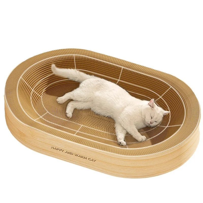 Oval classic integrated cat scratch board nest, durable and wear-resistant, oversized for indoor use