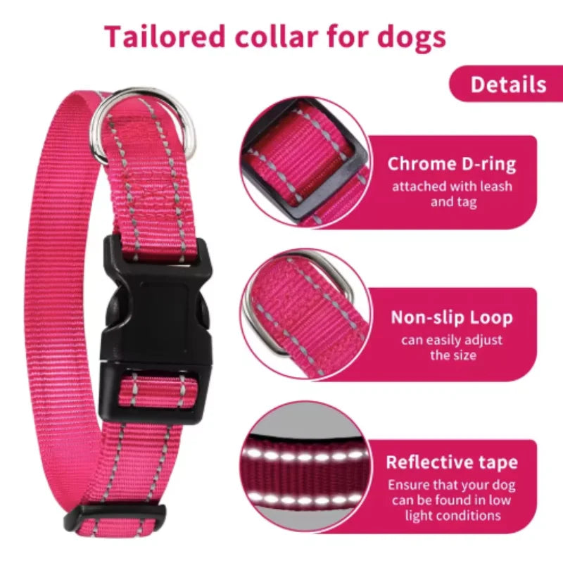 Reflective solid color dog collar