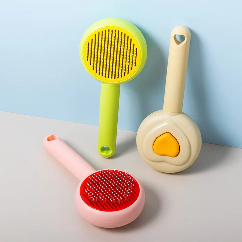 One click environmentally friendly plastic hair removal cat comb automatic beauty brush pet hair removal brush
