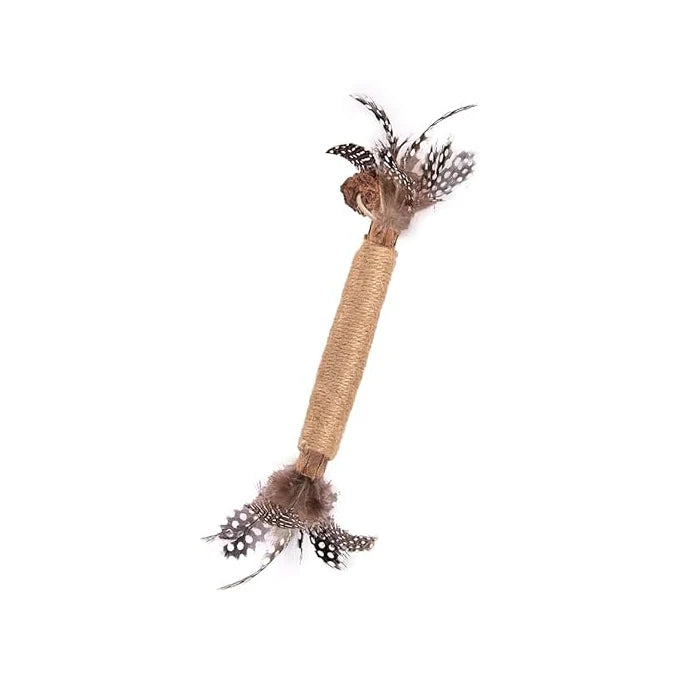 Natural Silver Vine Cat Chewing Stick with Feather Hemp Rope Interactive Toy, Including Lafite Grass Fruit
