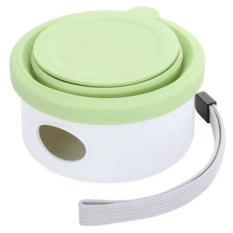 Portable pet outdoor travel cup with food storage, feeder, garbage bag and folding bowl, dog supplies