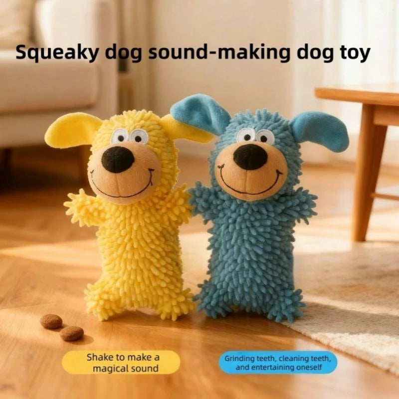 Plush cartoon interactive teeth cleaning and grinding toy