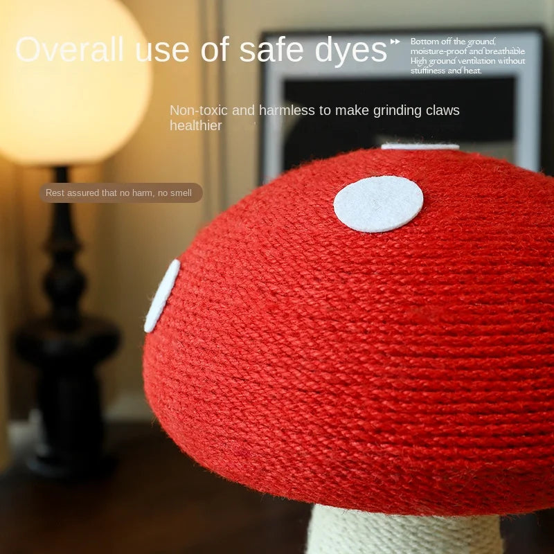 Full sisal red mushroom shaped cat scratch board