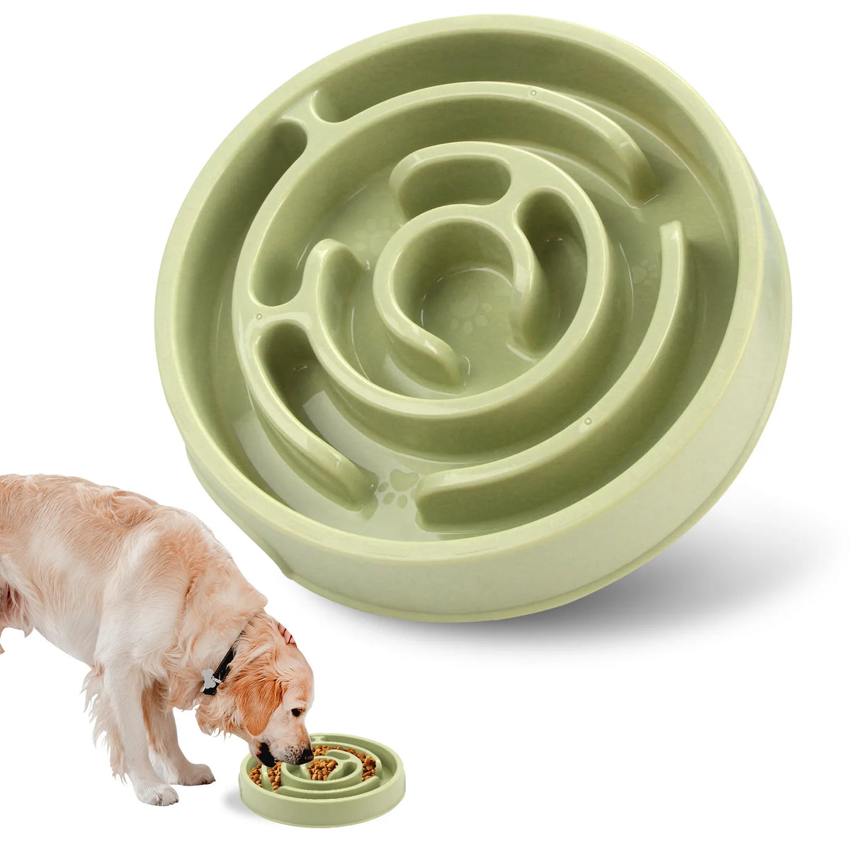 Plastic slow feeding dog bowl with neck cover