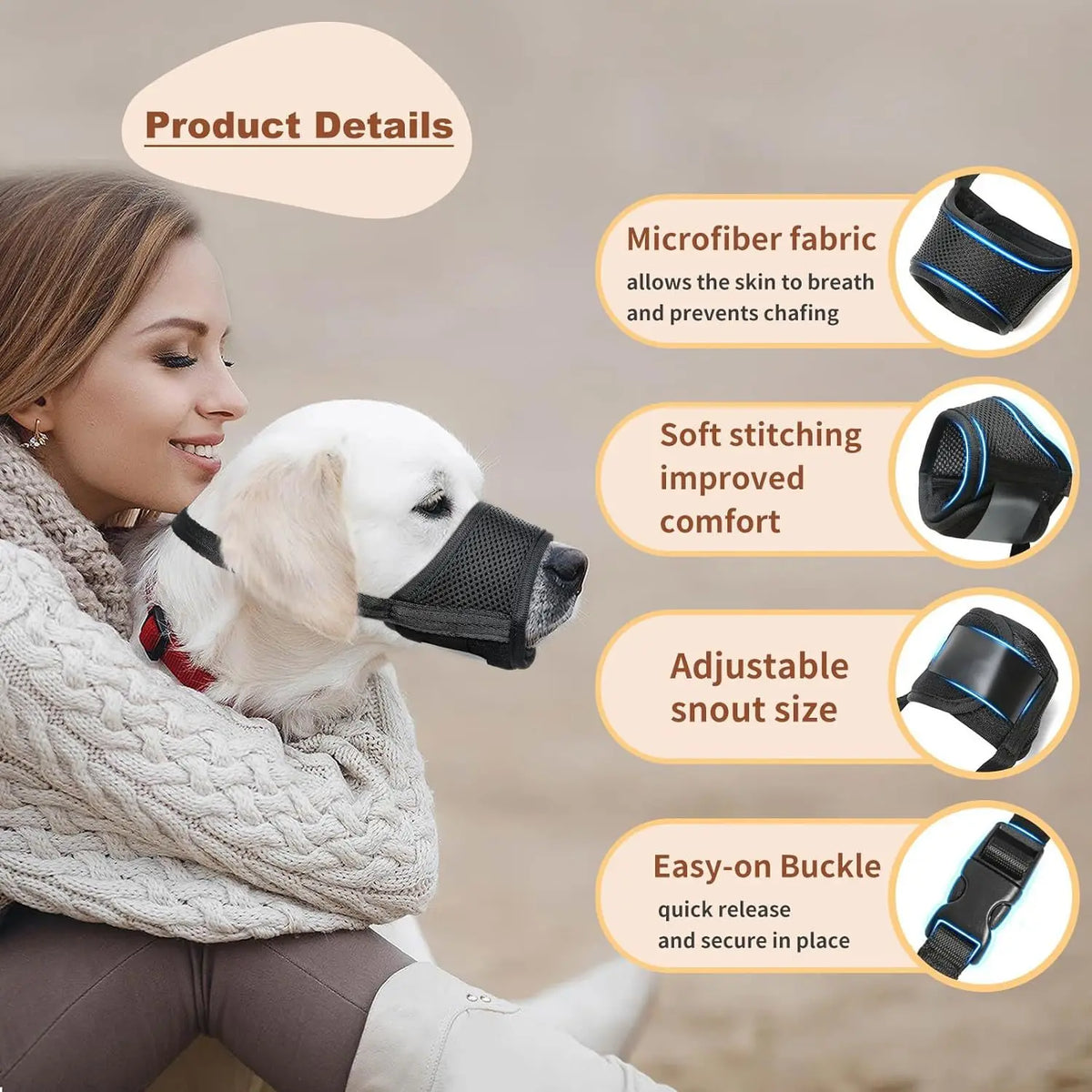 Universal breathable nylon dog mouth cover, anti chewing, anti bite, anti bark