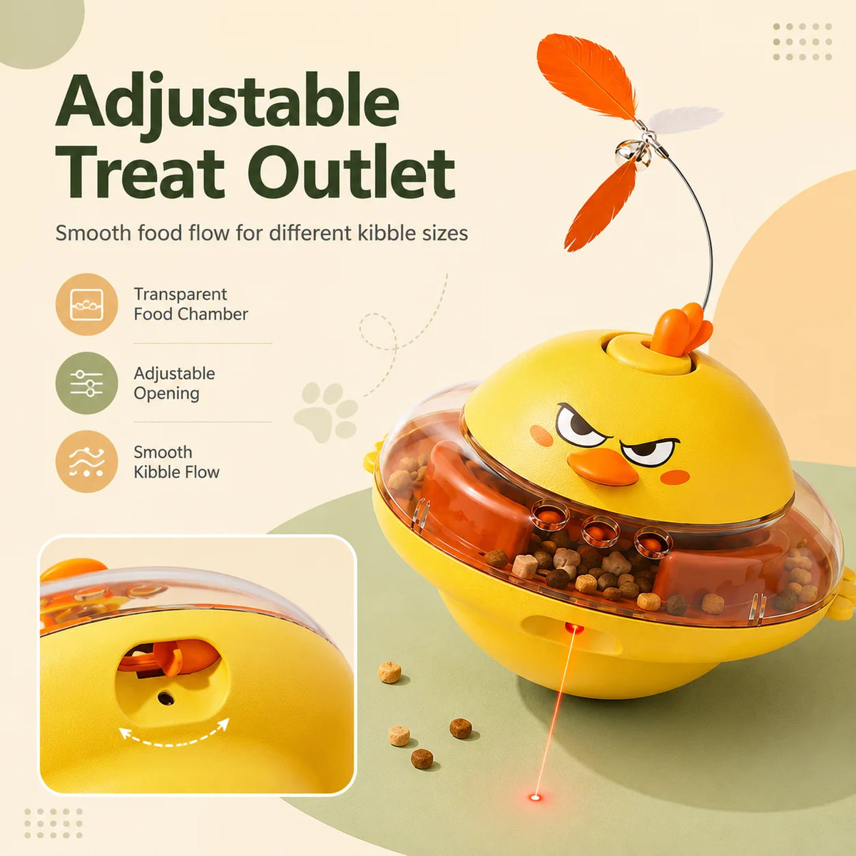 Interactive Automatic Rotating Laser Dog and Cat Treat Dispenser Toy