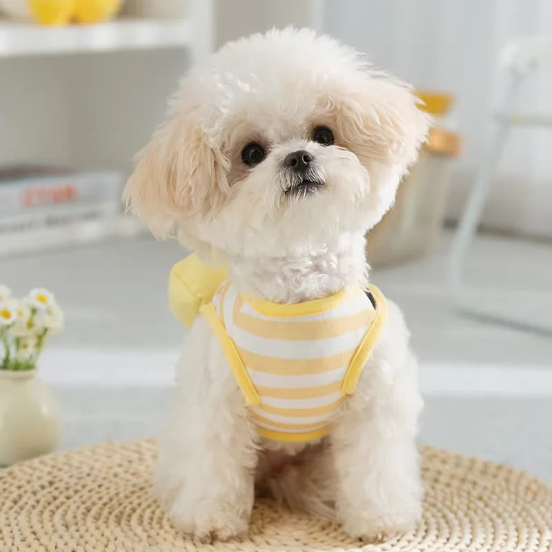 New pet clothing striped dog clothing shoulder bag outdoor clothing