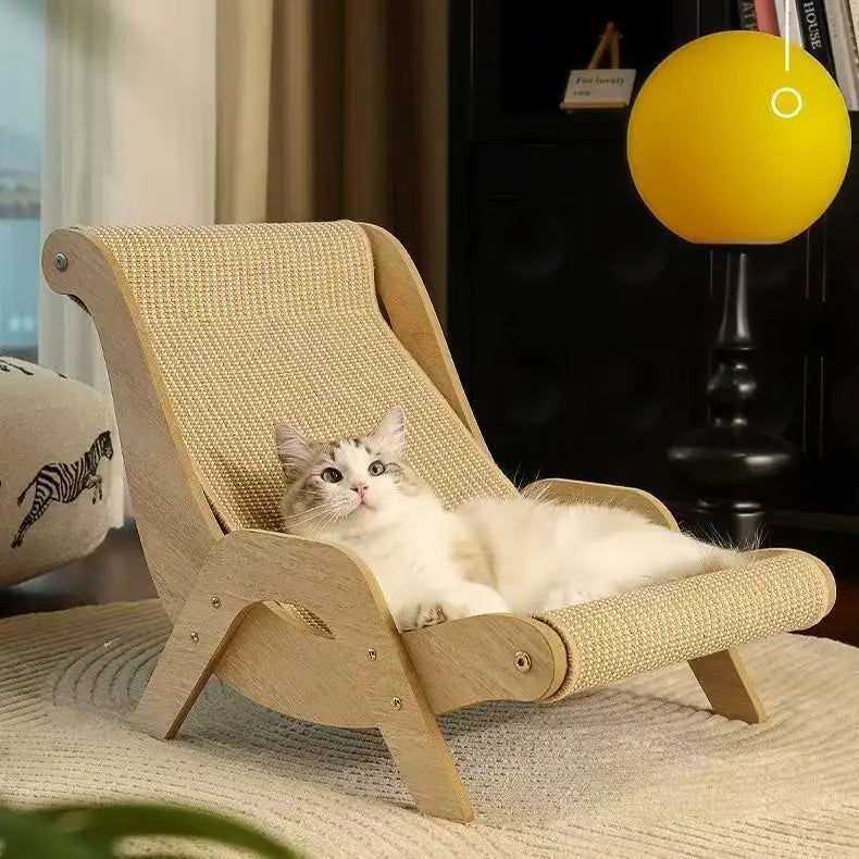 Wooden eco-friendly cat scratching board lounge chair, suitable for all seasons without mute, integrated scratch resistant cat bed