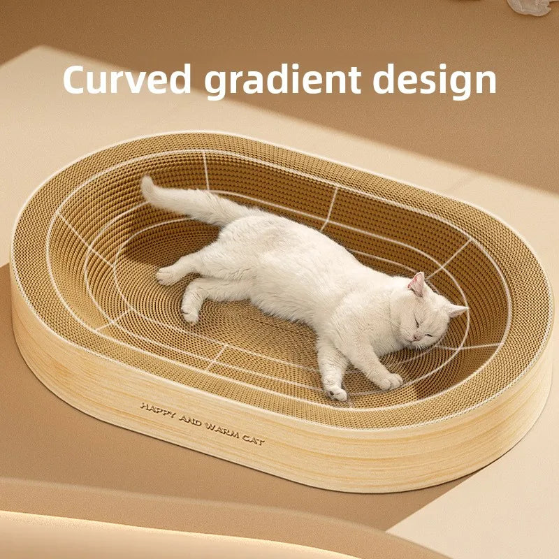 Oval classic integrated cat scratch board nest, durable and wear-resistant, oversized for indoor use