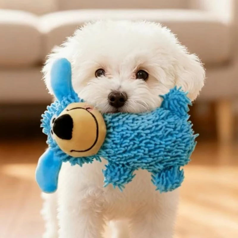 Plush cartoon interactive teeth cleaning and grinding toy