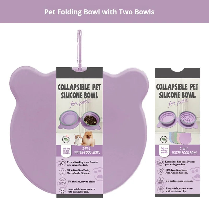Portable silicone folding dog bowl