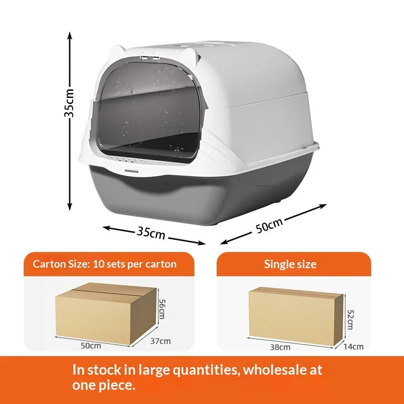 ully enclosed cat litter box, oversized PP anti odor and splash proof