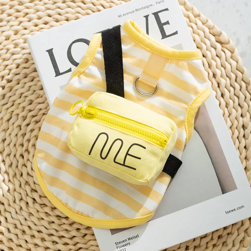 New pet clothing striped dog clothing shoulder bag outdoor clothing