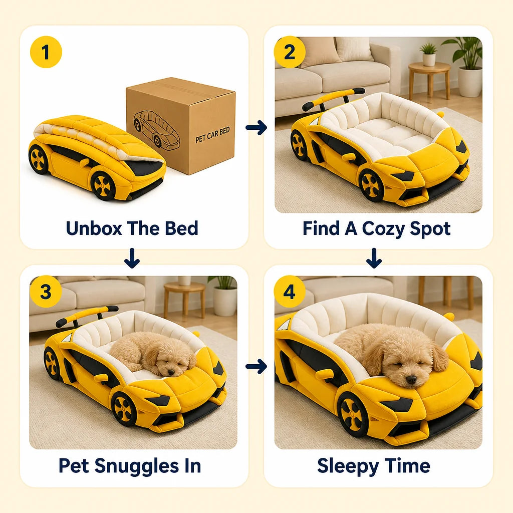 Car shaped pet bed plush pet nest, suitable for small dogs and cats