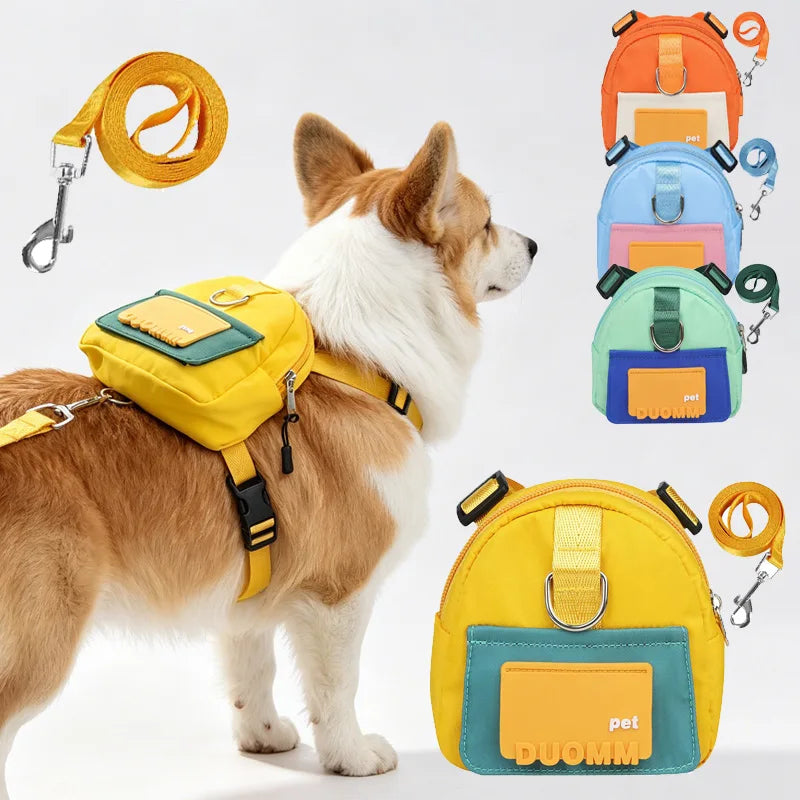 Outdoor pet walking harness backpack