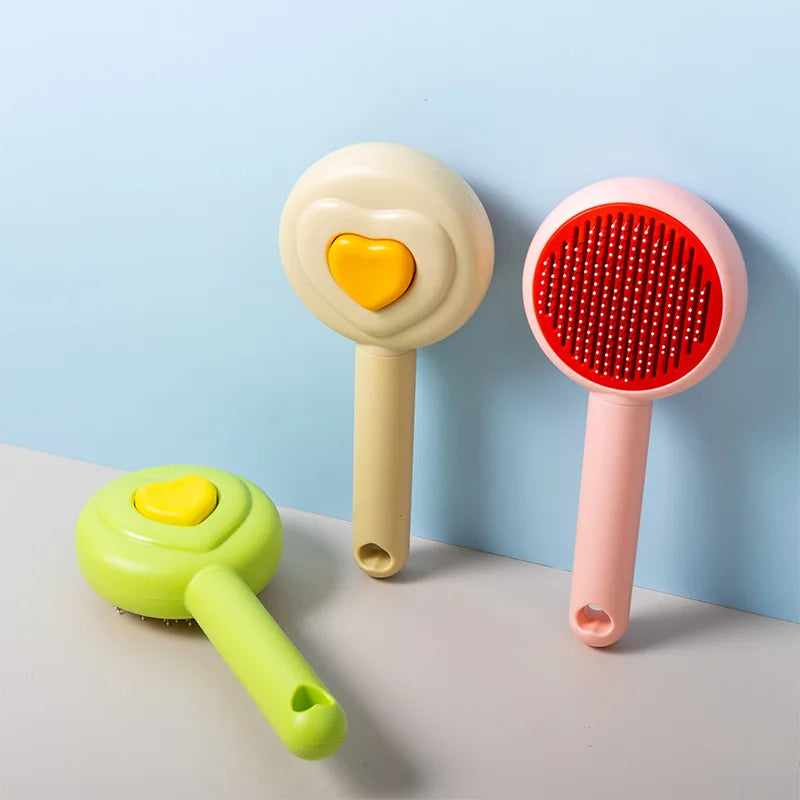 One click environmentally friendly plastic hair removal cat comb automatic beauty brush pet hair removal brush