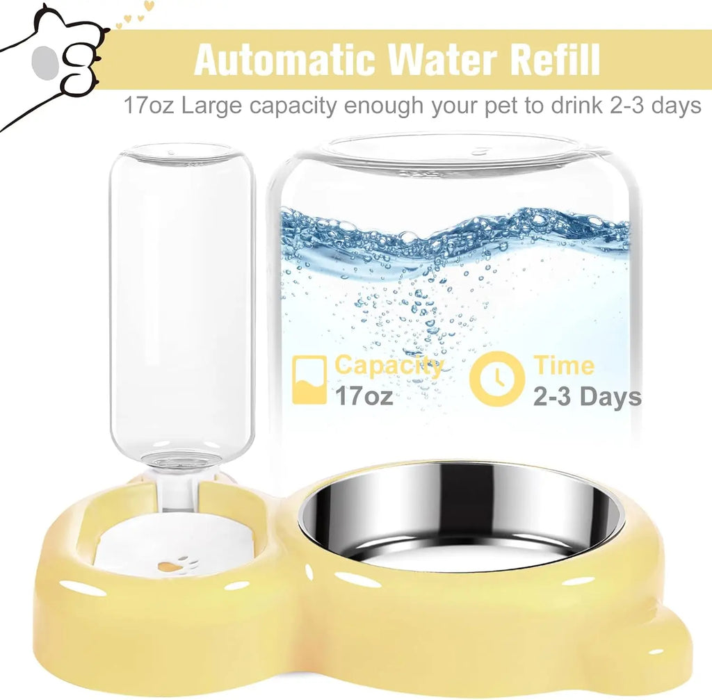Two-in-One Cat & Dog Bowl 2L Plastic Steel Pet Food & Water Bowl, Suitable for Water/Food/Rice