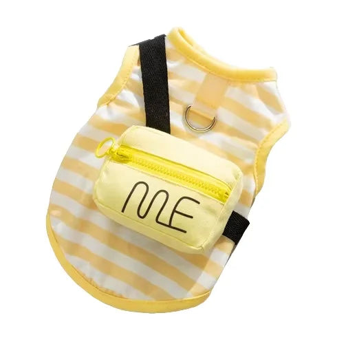 New pet clothing striped dog clothing shoulder bag outdoor clothing