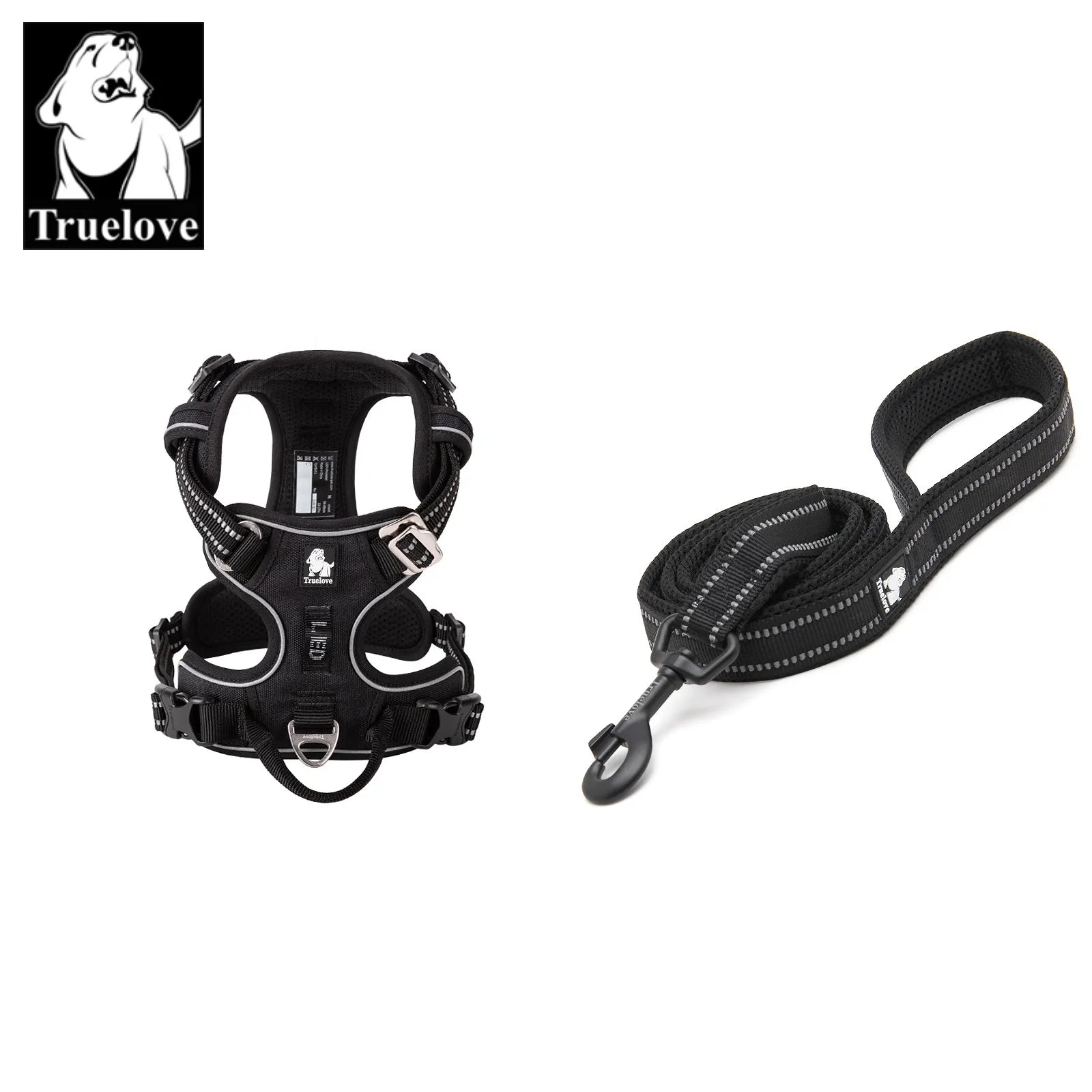 Truelove Luxury Adjustable Best Pet Harness Leash Collar Set Reflective Anti Pull Premium Dog Training Vest for Small Large Cats