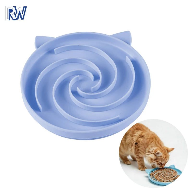 Cat and dog silicone spiral pet anti slip slow food bowl, anti suffocation and slow food design