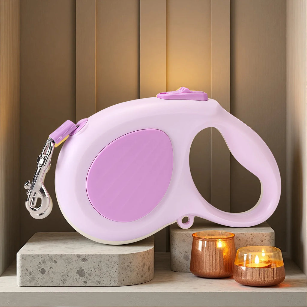 Durable ABS retractable dog leash, one click locking design, retractable traction rope