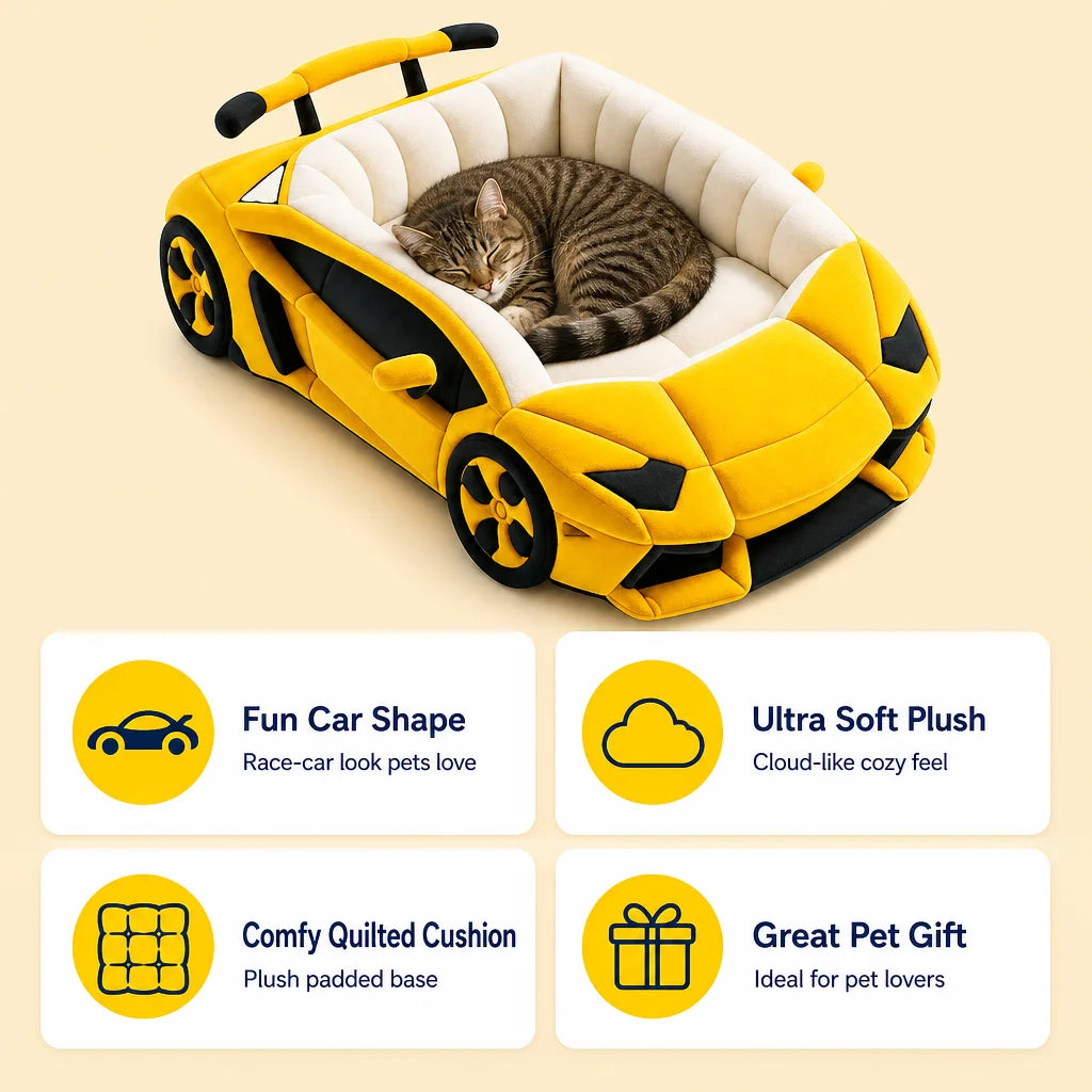 Car shaped pet bed plush pet nest, suitable for small dogs and cats