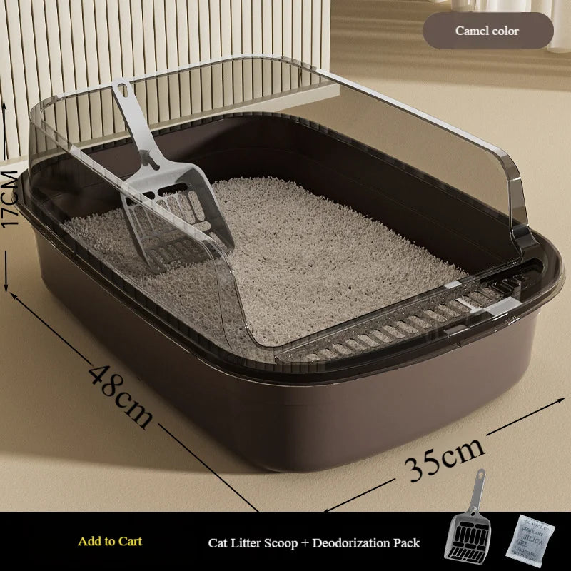 Extra-large semi-enclosed cat litter box, high sides to prevent splashing, thickened for odor prevention, suitable for large cats