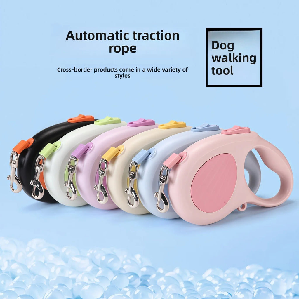 Durable ABS retractable dog leash, one click locking design, retractable traction rope