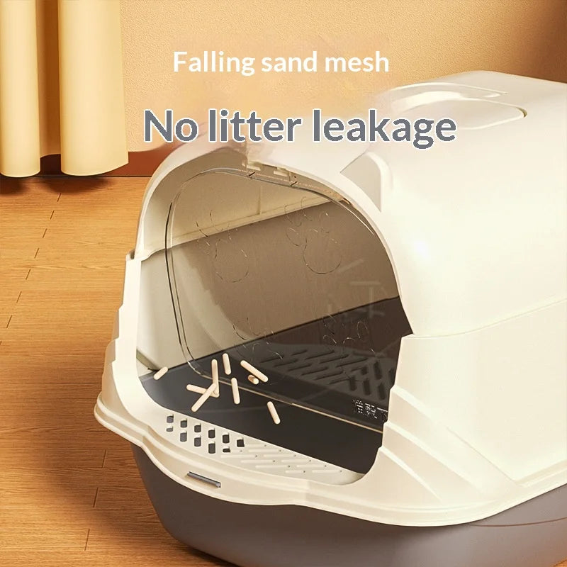 ully enclosed cat litter box, oversized PP anti odor and splash proof