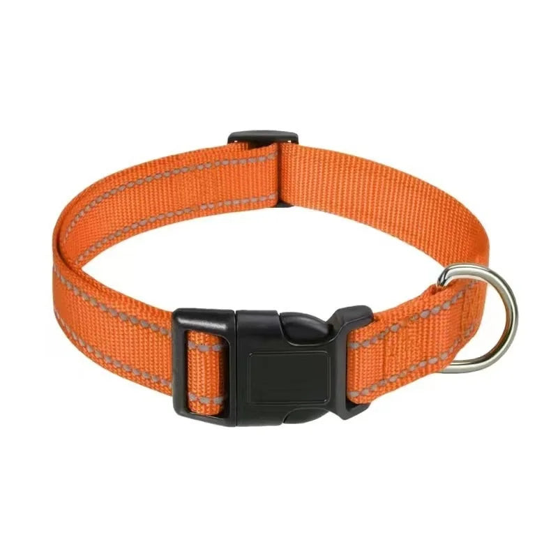 Reflective solid color dog collar