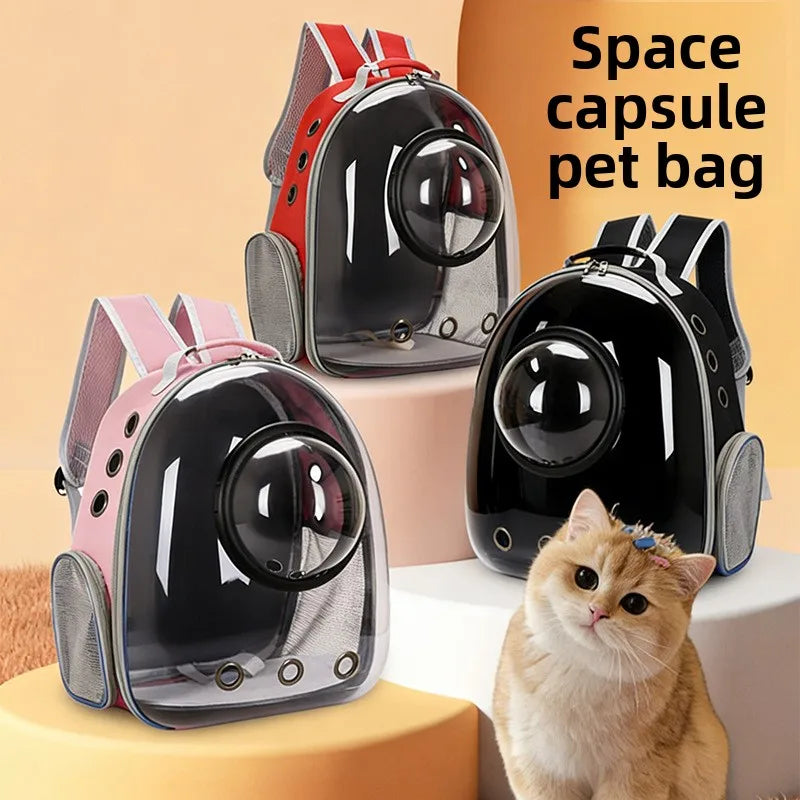 New PVC transparent cat bag with stylish space cabin, breathable and lightweight, capable of bearing 7 kilograms, side window