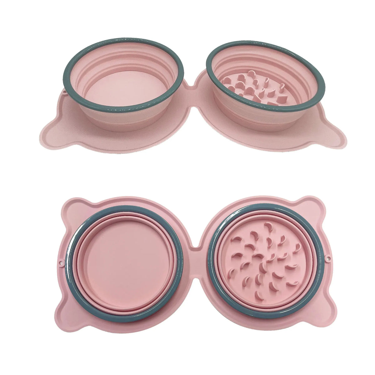 Portable silicone folding dog bowl