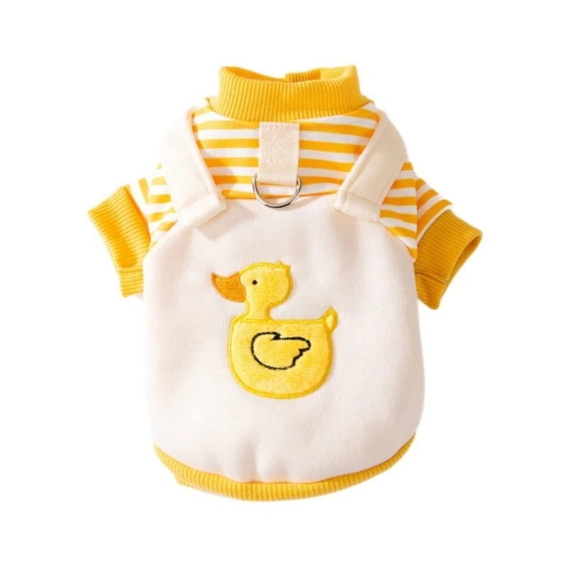 Cartoon Duck Striped Pet Hoodie Autumn/Winter Thin Edition Dog/Cat Clothes