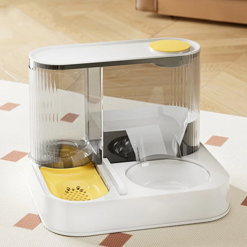 2-in-1 automatic pet feeding tray integrated plastic cat bowl water dispenser and food/water bowl for cats and dogs