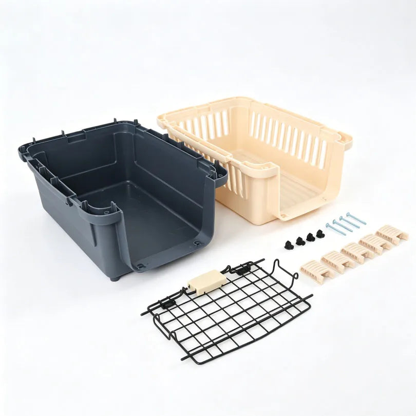 Snap on portable pet air transport cage