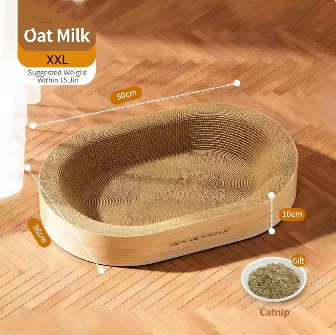 Oval classic integrated cat scratch board nest, durable and wear-resistant, oversized for indoor use