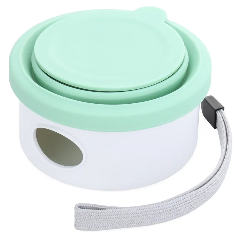 Portable pet outdoor travel cup with food storage, feeder, garbage bag and folding bowl, dog supplies