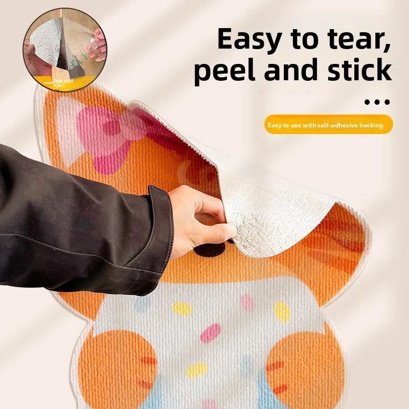 New cartoon cat scratch wall sticker, wear-resistant and dustproof self-adhesive back adhesive cat claw cloth scratch board