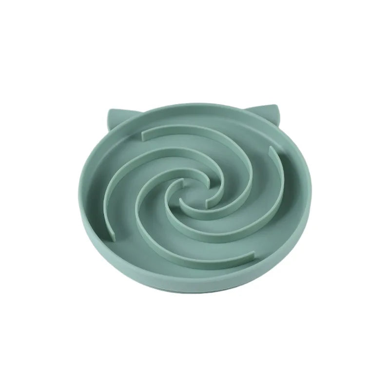 Cat and dog silicone spiral pet anti slip slow food bowl, anti suffocation and slow food design