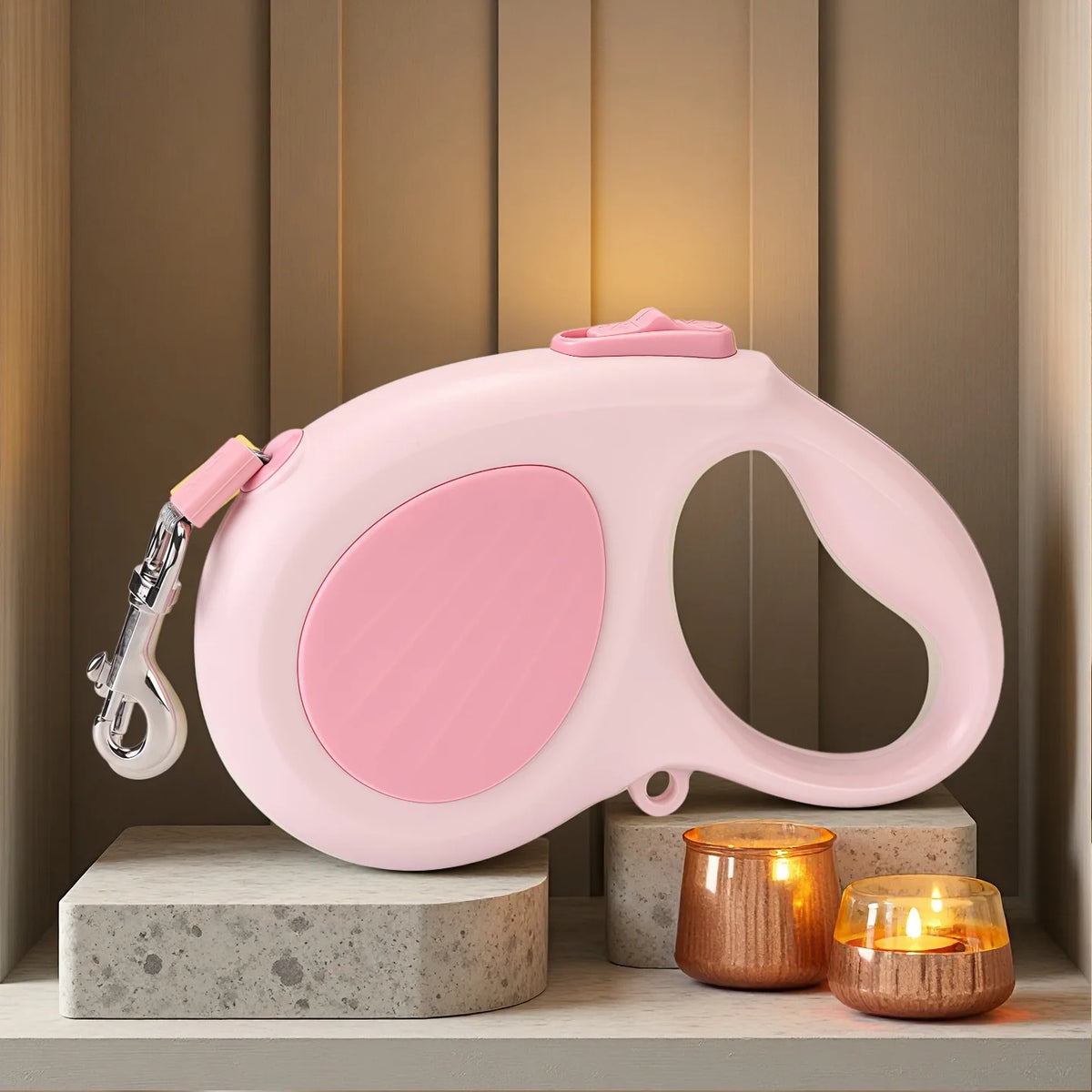 Durable ABS retractable dog leash, one click locking design, retractable traction rope